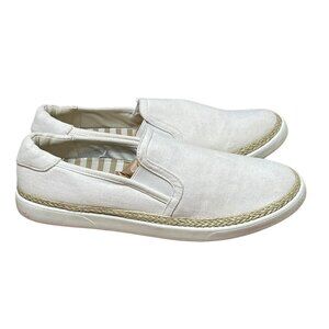 Vionic Womens White Slip-On Canvas Shoes Size 7 US / 41 EU With Striped Insoles